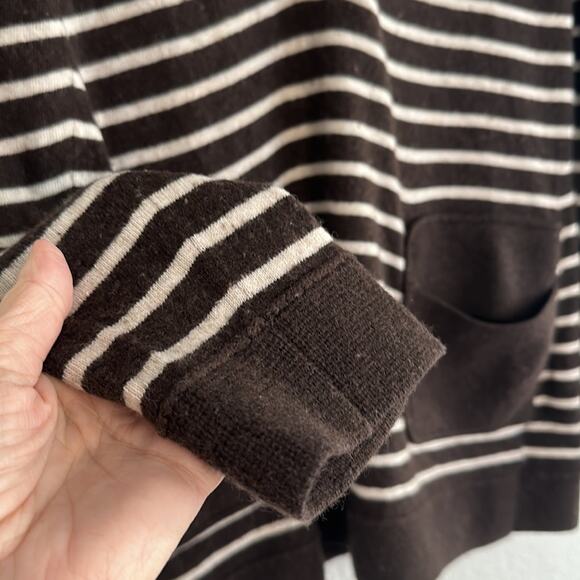 Tory Burch Brown Stripe Sweater Cashmere Wool Pockets Preppy Y2K Oversized - Picture 6 of 8